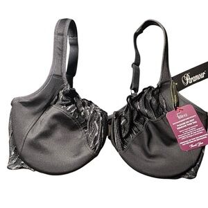 PARAMOUR by Felina underwire black Angie front closure minimizer bra 40C NWT